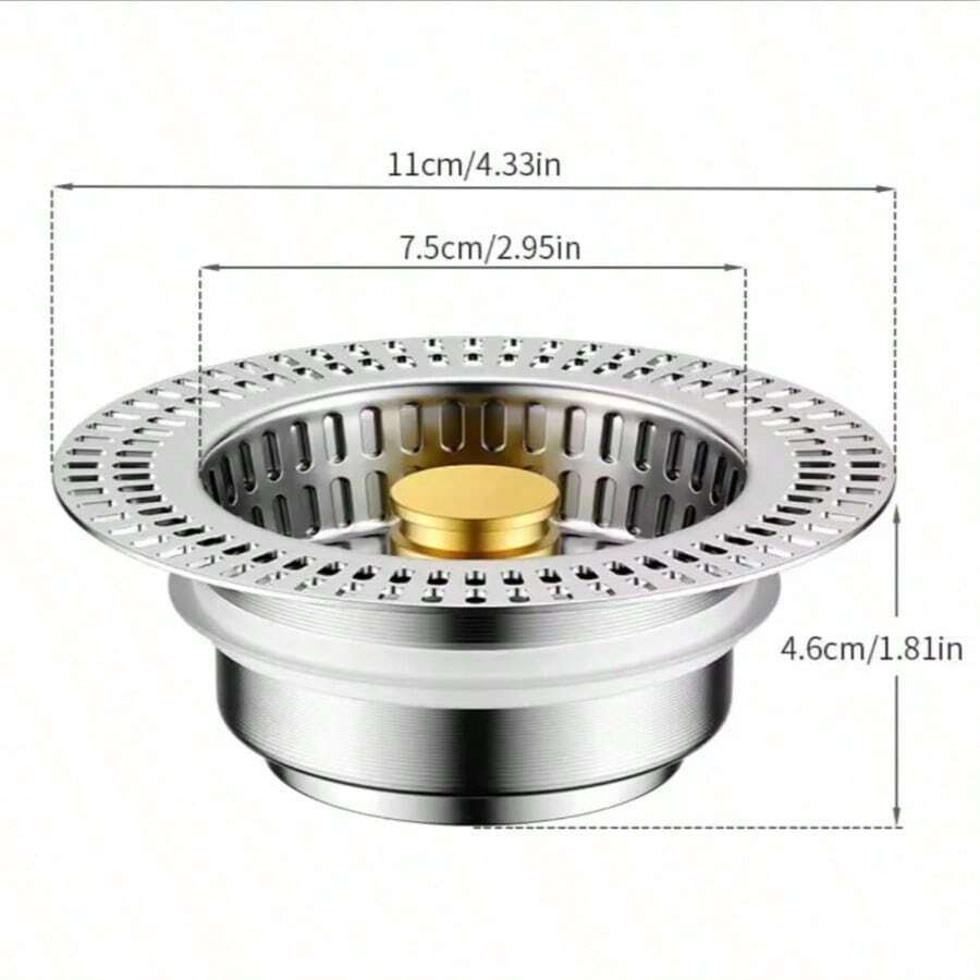 2pcs Black Stainless Steel Sink Strainer, Highly Efficient Filtration To Prevent Clogging, Essential Kitchen Cleaning Tool, Suitable For Kitchen Sink, Vegetable Washing Pool And Bathroom Drain - Multicolor - View 1