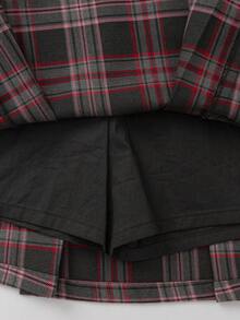 Balabala Kids' Skirt Autumn/Winter Girls' Short Skirt College Style Pleated Woolen Fashion - 紅灰色調 - 查看 6