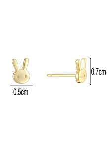 1 Pair 925 Sterling Silver Hypoallergenic Rabbit Stud Earrings, Cute & Delicate, Gift Box Packaging, Suitable For Daily Wear Or Holidays, Gift For Girls, Gift For Girl, Gift For Friends, Back To School Gift, Holiday Gift - one-size - View 5