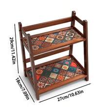 1pc Vintage Double-Layer Vertical Desktop Storage Rack - Bohemian Style, Large Capacity Kitchen Organizer, New Chinese Multifunctional Storage Rack, Decorative Shelf And Display Rack, Desktop Spice Rack, Suitable For Kitchen, Bathroom, Cabinet, Pantry And Vanity Storage And Display - Multicolor - View 9
