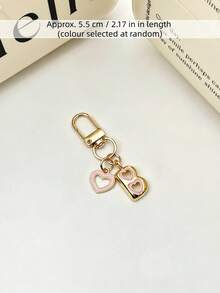1pc 26 Letters Oil Drop Hollow Heart Pendant Initial Keychain, Bag Charm Pendant, Copper Material, Perfect Gift For Couples And Friends - Random Color - View 2