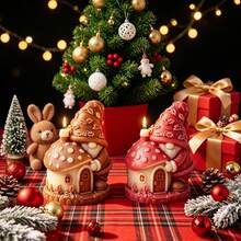3D Christmas Elf House Silicone Candle Soap Mold, DIY Aromatherapy Candle, Handmade Soap, Resin, Plaster Mold For Christmas Home Decor Crafting - Mushroom House Faceless Gnome Silicone Mold - View 4