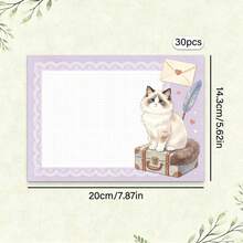 Cute Cat Stationery, 30 Sheets/Pack, Premium Paper With Exquisite Printing, Cat Pattern Decoration, Original Art Design, Floral Border - Rectangle - View 15