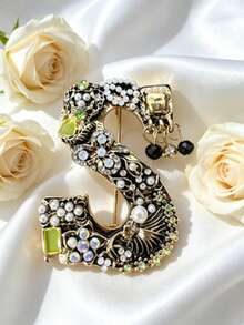 1pc Colorful Letter Shaped Hat Pin, Baroque Luxury Style Brooch, Unisex, Elegant Personalized Fashion Accessory For Daily Wear And Party - Multicolor - View 11