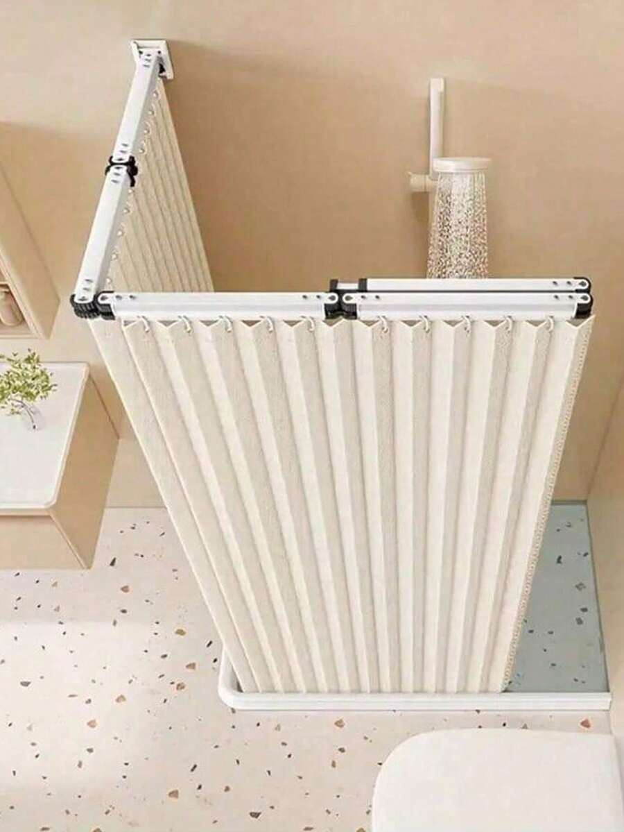 Foldable Shower Curtain Rod, Upgraded Thickened Aluminum Alloy Material, 360° Foldable Design, Rust-Proof And Moisture-Proof, Suitable For Balcony And Bathroom Drying Rack, Space-Saving, Easy To Store, Adapts To Various Wall Shapes - Multicolor - View 1