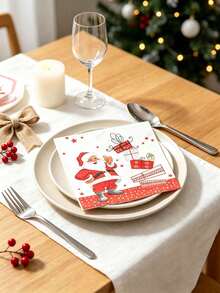 40 chiếc khăn giấy Giáng Sinh, khăn giấy thiết kế hoạt hình ông già Noel, phù hợp cho bàn tiệc ngày lễ, đồ dùng tiệc Giáng Sinh - nhiều màu - Xem 6