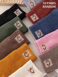 1/3/5/10 Pairs Women's Thick Fleece Socks, Warm Winter Socks, Plus Size Thick Fleece Socks, Random Solid Color, Autumn, Halloween, Christmas, Winter, Fuzzy Socks - Multi-color a - View 13