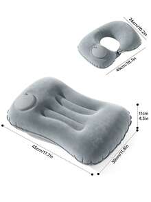 Urban Wave 2pcs Ultra-Light Inflatable Pillow Set With U-Shaped Neck Pillow, Small Square Flocked Fabric Air Pillow, Neck And Waist Support, Suitable For Beach, Hiking, Camping, Travel, Desk Rest - 45 X 30 - View 8
