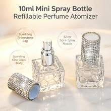 1pc 10ml Exquisite Refillable Aluminum Spray Tip Glass Bottle Diamond Pattern Small Perfume Atomizer Bottle For Travel Cologne Perfume Pump Box Bottle Portable, Room, Bedroom, Daily Applicable Bottle,Jar,Perfume, Glass Containers, Perfume Sprayers - View 7