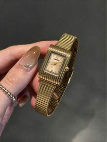 LIANDU 1 Elegant Ladies' Watch, Stainless Steel Square Dial Retro Watch, Daily Wear, Fashionable Casual Gorgeous Style, Perfect Choice For Holiday Gifts - Gold - View 6