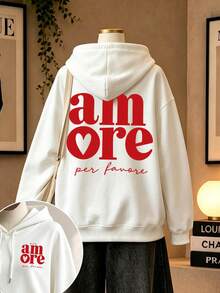 Women's Crew Neck Sweatshirt, Travel Hoodie With Pocket, Cotton T-Shirt, Basic Autumn-Winter Sweatshirt For Women - White - View 1
