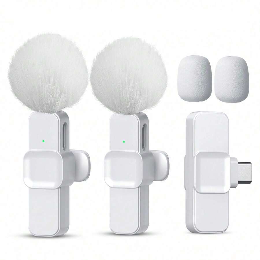 HITOZON Wireless Lavalier Microphone - Smart Noise Reduction, Plug & Play, Compatible With IPhone And Android Smartphones - For Video Recording, Teaching, Interviewing, Podcasting - White - View 1