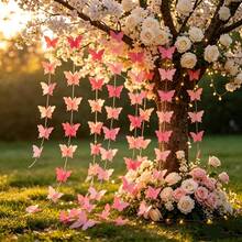 5 Pieces 3D Pink And Red Butterfly Paper Garland Hanging Decorative Banner For Home Ceiling Decor Birthday Party Wedding Theme Valentine Decoration Supplies Total 79 Inch Length - 5 - View 5