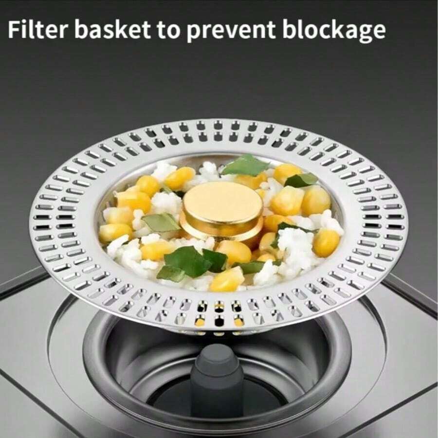 2pcs Black Stainless Steel Sink Strainer, Highly Efficient Filtration To Prevent Clogging, Essential Kitchen Cleaning Tool, Suitable For Kitchen Sink, Vegetable Washing Pool And Bathroom Drain - Multicolor - View 1