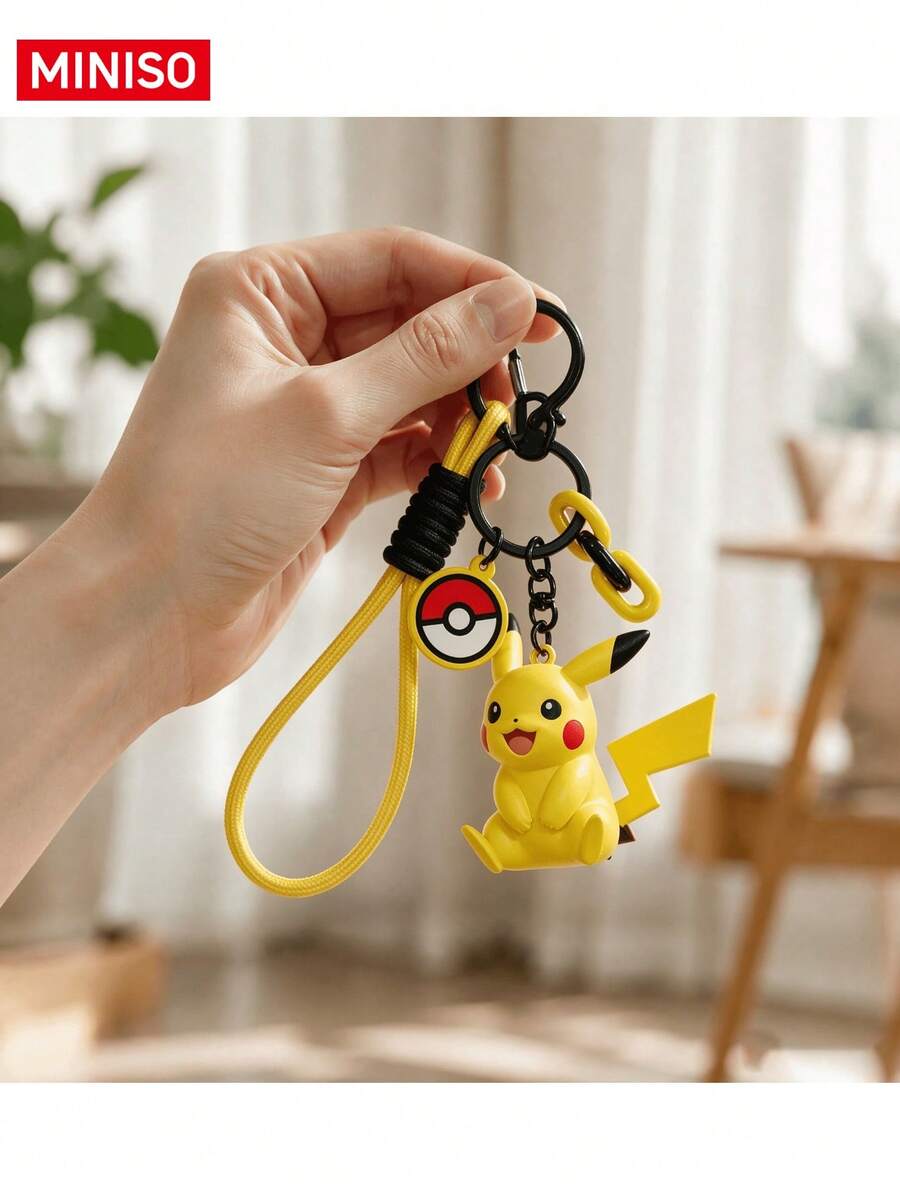 MINISO Pokemon 皮卡丘 & 耿鬼包包掛飾鑰匙圈，附寶可球掛飾手腕帶，適用於手提包、背包、鑰匙，生日聖誕禮物 - 款式 1 - 查看 1