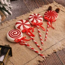 4 Buah Dekorasi Permen Lolipop Natal Warna-warni, Rangkaian Dekorasi Pohon Natal dari Permen Lolipop - View 1
