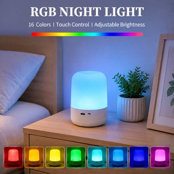 LED Desk Lamp, Bedside Lamp, Color Changing, Adjustable Color Temperature & Brightness, USB Charging/Plug-In (2 Versions), Built-In Battery (800mAh), Touch Control, Suitable For Desk, Bedroom, Home, Bedside