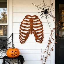 Ribcage Skeleton Rusty Metal Halloween Wall Art, Inner Strength Gothic Dark Boho Ribcage Skeleton Halloween Decoration - Ribcage Skeleton - View 1