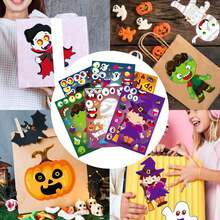 12/24 Halloween DIY Face Sticker Puzzle - Classic Bat, Ghost, Pumpkin And Vampire Character Designs, Interactive Puzzle Toy Promotes Brain Development, Children's Party Gift, Gift Packaging, Classroom Activity, Halloween And Christmas Gift - Mixed Color - View 5