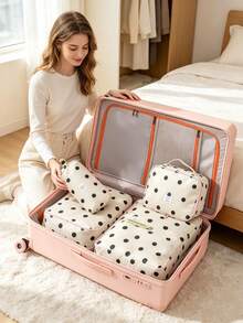 1Pc/Set Polka Dot Printed Portable Travel Storage Bag Luggage Packing Bag Multi-Functional Storage Bag Makeup Bag Toiletry Bag Travel Essential - Multicolor - View 1