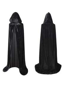 Soft Plush Plush Hooded Cape, Multiple Colors Available, Long Train Design, Medieval Wizard Costume, Adult Halloween Party Cosplay Cloak - Multicolor - View 5