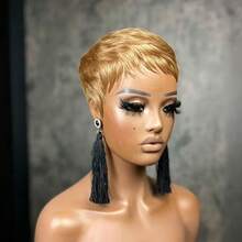 Short Pixie Cut Wig For Human Hair 1B Pixie Wigs For Women Brazilian Human Hair 150% Density Pixie Wigs Human Hair Easy To Wear Put On And Go Wig Layered Short Wigs With Bangs For Daily Use - Multicolor - View 17