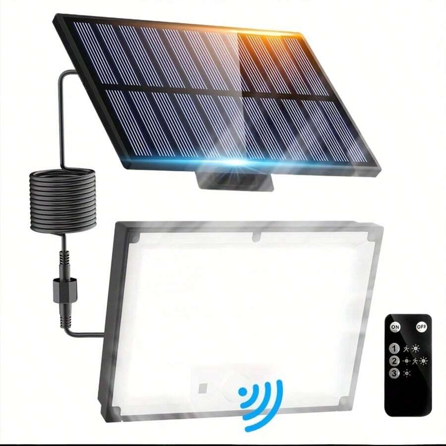 400 LED White Light Solar Outdoor Wall Light With Solar Panel, Easy To Install Solar Street Light For Porch, Yard, Garage, Fence, Pathway, Wall