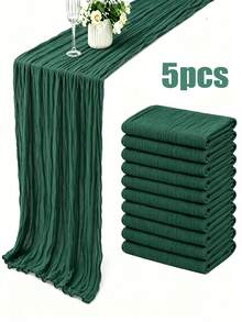 Jade Green Cheesecloth Table Runner, Bohemian Country Style Semi-Sheer Gauze Table Runner, Suitable For Wedding, Bridal Shower, Baby Shower, Farmhouse Style Dining Table Decor, Party Table Centerpiece, Wedding Favor, Solid Color Table Runner - Multicolor - View 12