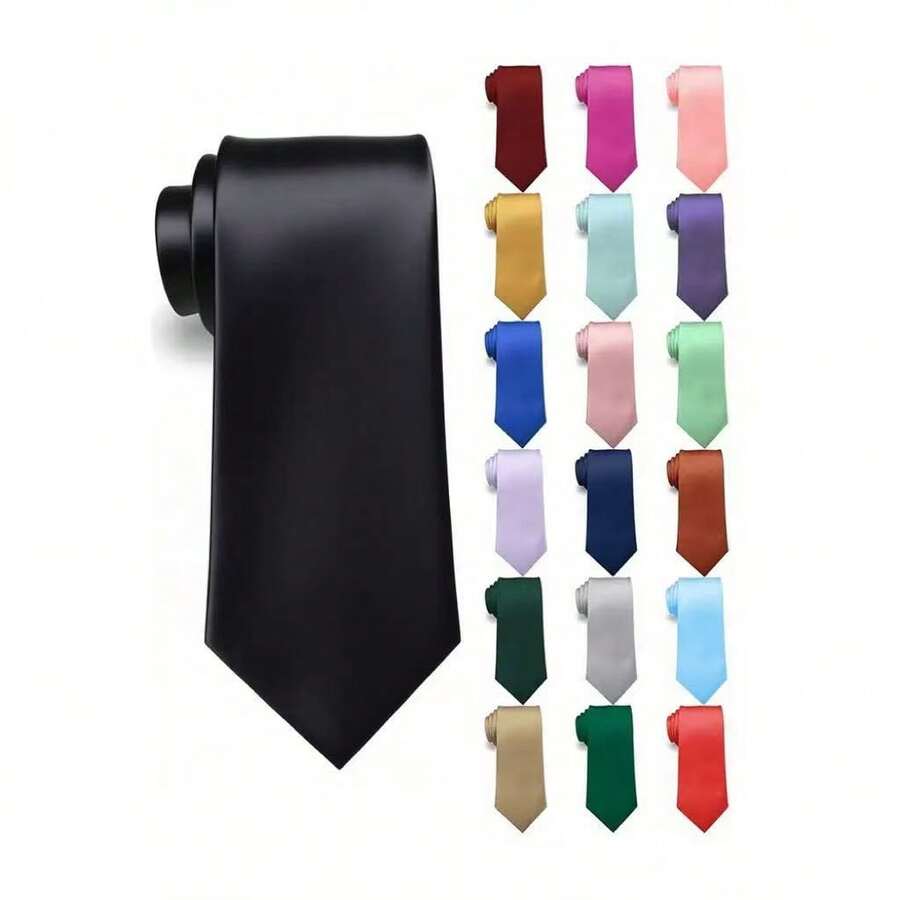 1PC Men's Solid Color Tie, Business Formal Narrow Tie (5cm Wide), Suitable For Daily Wear, Wedding, Banquet, Party, Cocktail Party, Gift - Multicolor - View 1