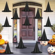 2/4pcs Halloween Indoor Decor Thick Floating Witch Hat, Hanging Witch Hat With Rope, Bulk Halloween Home Porch Office Outdoor Party Decorations - Multicolor - View 7