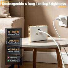 Luz de pared con sensor de movimiento LED, lámpara de pared decorativa inalámbrica, luz de pared LED con protección ocular, luz nocturna alimentada por batería, modelo, adecuada para pasillo, baño, dormitorio, cocina, decoración del hogar, decoración de la sala de estar - Cuadrado multicolor [Versión mejorada] - Ver 11