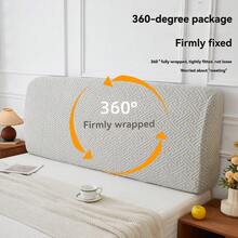 1pc White Jacquard Velvet Headboard Cover, Elastic Dustproof Headboard Protector, Stretchy Fabric, Fits 60-70cm High Headboards, Soft & Skin-Friendly, Bedroom Accessory - White - View 4