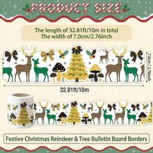 AFYPRTY 1 Roll Christmas Paper Sticker Vintage Reindeer Xmas Tree Bow Mushroom Pattern Holiday Decorative Stickers For Gift Wrapping Scrapbook Journal Party DIY Craft Embellishments - Style 1 - View 4