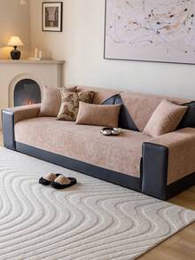 1pc Chenille Solid Color Minimalist Sofa Cushion, Premium Texture Non-Slip Sofa Back Cushion, Pet-Friendly Sofa Protector Cover, 1/2/3/4/5 Seater And Combination Sofa, All Season Use, Machine Washable Sofa Cover, Elegant Daily, Enhance Home Happiness - Coffee Brown - View 10