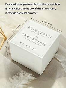 Personalized Name & Date Artificial Leather Ring Box, Customized Square Elegant White Wedding Ring Box, Customized Lace Ring Pillow, Wedding Ring Pillow With Bow, Elegant Tulle Lace - Multicolor - View 11
