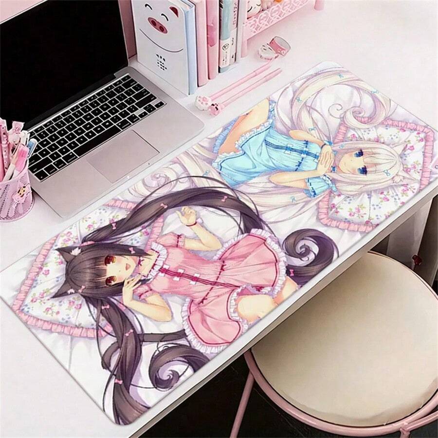 1pc Leather Desk Mat Anime Cute Kawaii Girl Mouse Pad For Office Gaming And Keyboards Non-Slip Large Waterproof Oil Stain Resistance Leather Mousepad - View 1