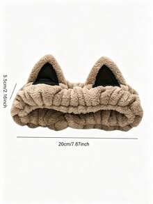 Plush Cat Ear Headband, Soft Coral Fleece Face Wash Headband, Suitable For Makeup, Skincare, Face Mask, SPA, Shower And Daily Beauty Care - Multicolor - View 9