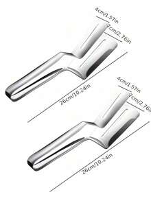 1/2pcs Stainless Steel Multi-Function Steak Grill Tongs, Fish Fryer Spoon Tongs, Bread Tongs, Suitable For Camping Kitchen Tools - Multicolor - View 8