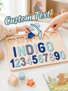 Personalized Wooden Name Puzzle, Handmade Pattern Name & Number Puzzle, Colorful Smooth Cut Blocks, Natural Solid Wood Rectangular Puzzle Board, Customized Personalized Name Engraved Design, Christmas Gift For Teens, First Birthday Gift. Suitable For Home Game Room Indoor Games, Suitable For Boys, Girls, Teens Sensory Learning Tools. - Multicolor - View 7