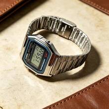 Casio Waterproof Classic Retro Silver Small Square Quartz Movement Steel Band Watch - Silver - View 3