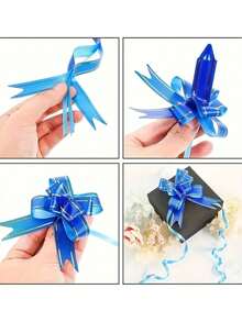 200 Pcs Colorful Pull Bow Gift Ribbons, Decorative Gift Wrap Bows, Plastic Pull String Ribbon For Gift Box Gift Bag Sealing Holiday Party Wrapping Decoration - Multicolor - View 3
