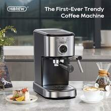 HiBREW H5A 15-Bar Semi-Automatic Espresso Machine, 1.2L Large Capacity, Removable Water Tank For Easy Cleaning, Visual Temperature Gauge, 51mm Comfortable Handle, One-Touch Espresso Extraction - EU F Type Plug(220-240V) - View 2
