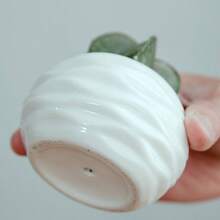 [1 Mini Ceramic Succulent Pot]Mini Ceramic Succulent Pot With Bamboo Tray‑Plants Not Included - Succulent Planter - View 4