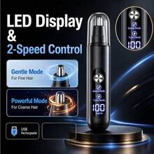 1件裝可充電式 150mAh 電動鼻毛修剪器，適用於鼻腔且不拉扯毛髮，多功能鼻毛與眉毛修剪器，便攜式，適合男士與女士使用 - A16黑色 - 查看 3
