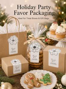 20pcs Floral Thank You Stickers Minimalist Flower Labels Aesthetic Packaging Seals Small Business Gift Wrapping Wedding Favor Bakery Envelope Decoration Supplies - Multicolor - View 2
