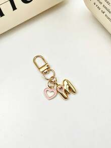1pc 26 Letters Oil Drop Hollow Heart Pendant Initial Keychain, Bag Charm Pendant, Copper Material, Perfect Gift For Couples And Friends - Random Color - View 33