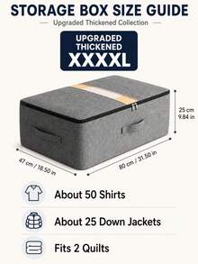 1pc Extra Large Capacity Underbed Storage Bag: Grey Fabric Design, Drawer-Style Storage Bag, Seasonal Clothing Storage Bag, Easily Store Bedding And Clothes, Space-Saving, Home Essential, Suitable For Dorms - Grey - View 15