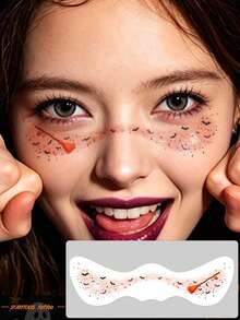 3pcs Halloween Face Decoration Freckles Blush Pumpkin Bat Ghost Witch Pattern Creative Face Paint Halloween Makeup Tattoo Stickers - Multicolor - View 4