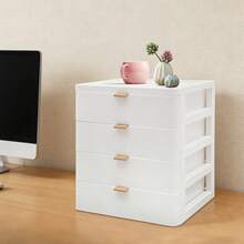 Tabletop Mount Storage Box Desk Organizer With Drawer 26*20.2*29cm For Office - White - View 11