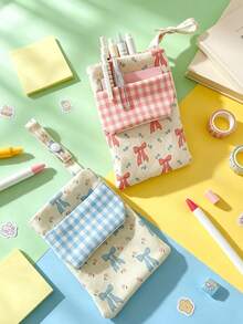 5/1pc Portable Nurse Pen Pouch, Dual‑Layer Canvas Stationery Storage Bag With Front Pocket, Compact Office Pencil Case, Multi‑Functional Pouch For Pens & Small Cosmetics, Great For Nurses And Daily Office Work - Multicolor - View 9